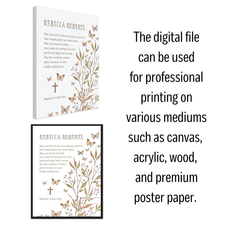 Wild Flowers and Butterflies Baptism Canva Template product image (7)