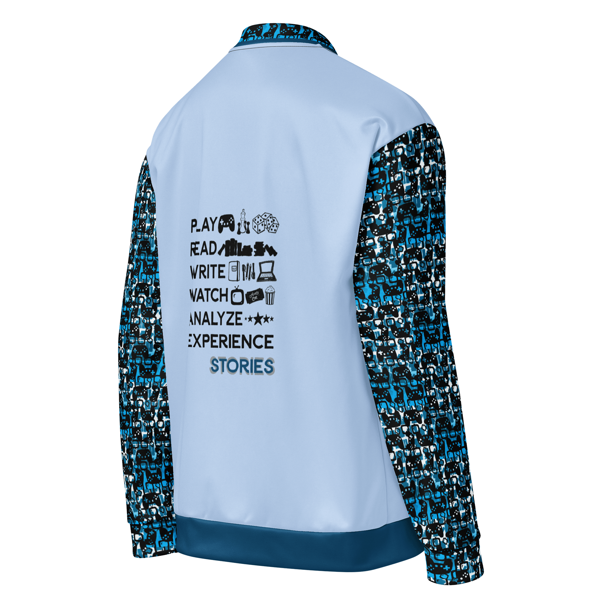 Experience Stories Unisex Bomber Jacket (Blue, Pale Blue, and Black) product image (4)