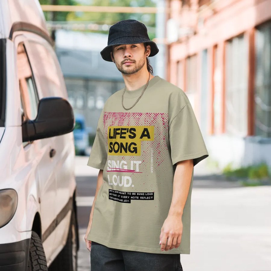 Life is a song, sing it loud oversized tee product image (7)