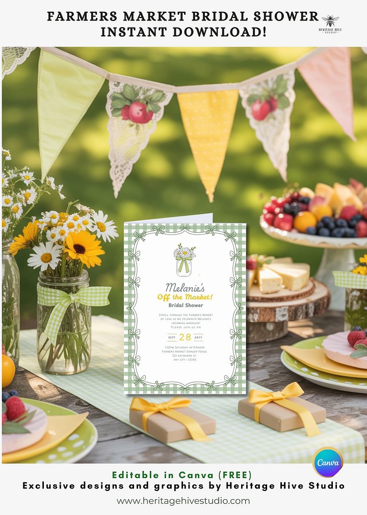 She's Off The Market - Farmers Bridal Shower Invitations | Instant Download product image (2)