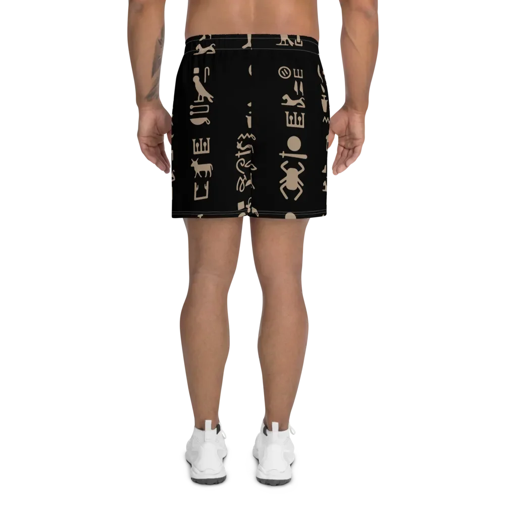 Isis Black Hieroglyphs All-Over Print Athletic Long Shorts product image (4)