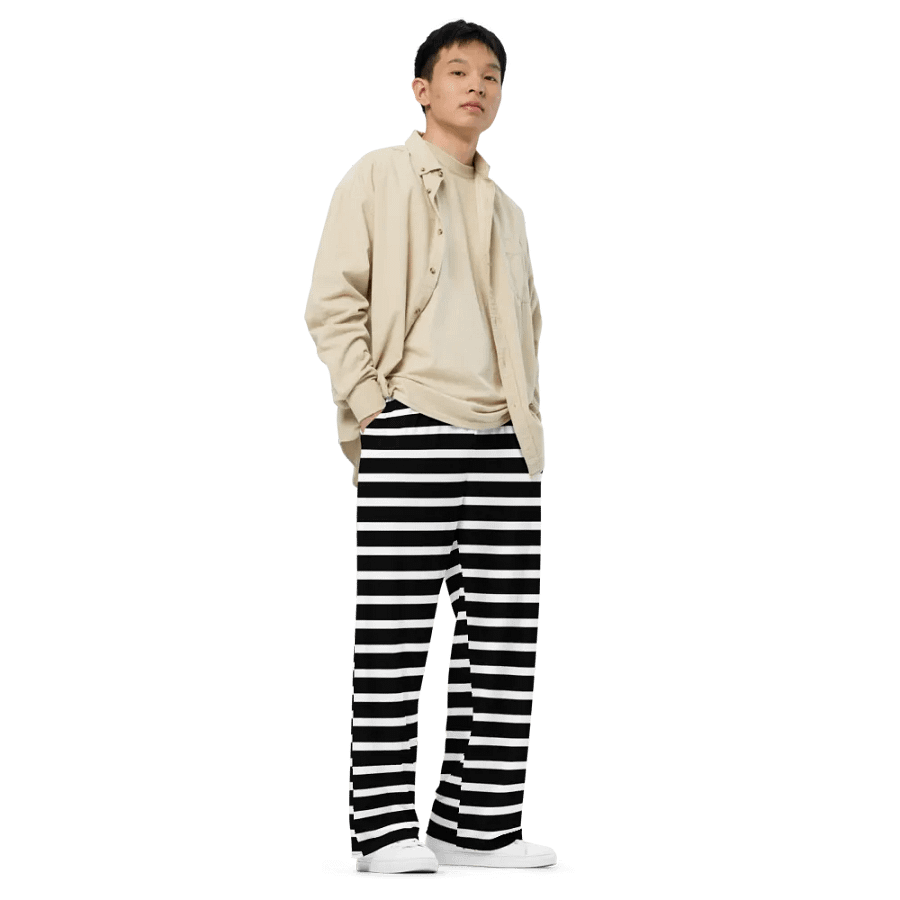 Black & White Stripes Wide-Leg Pants product image (8)