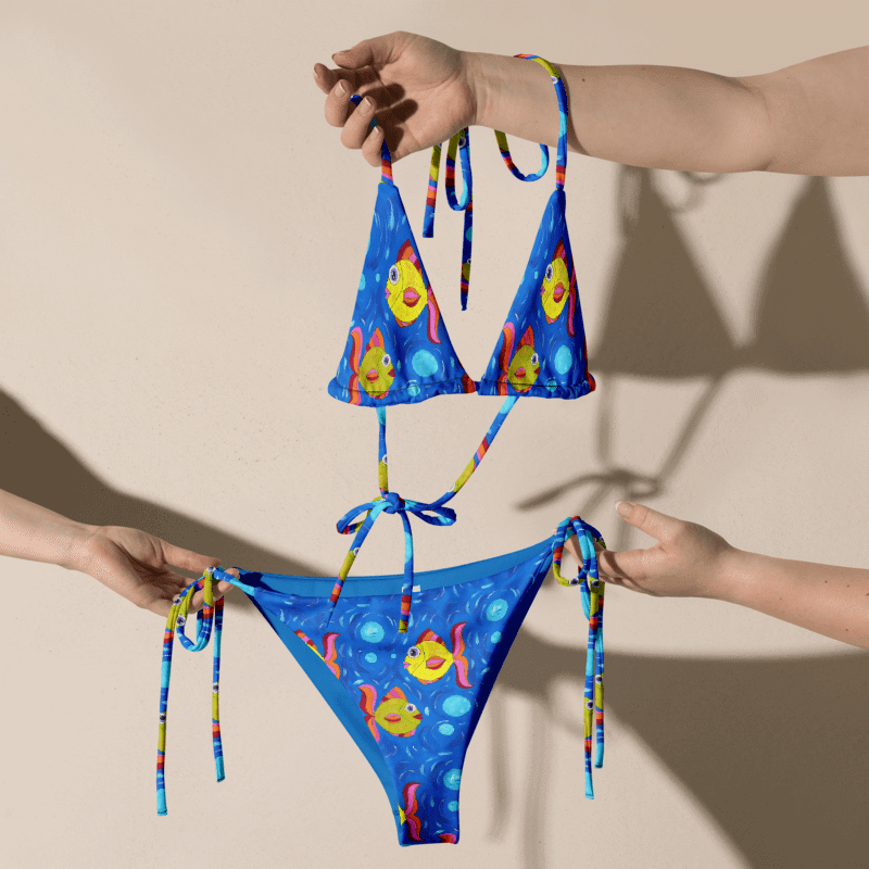 Fish style (art by Dina R.) acrylic painting picture - Recycled String Bikini product image (9)