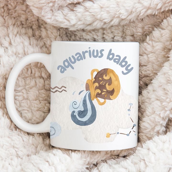 Aquarius Baby January 20 – February 18 WHITE GLOSSY MUG Baby Gift, New Baby Gift, Fun Astrology Gift product image (1)