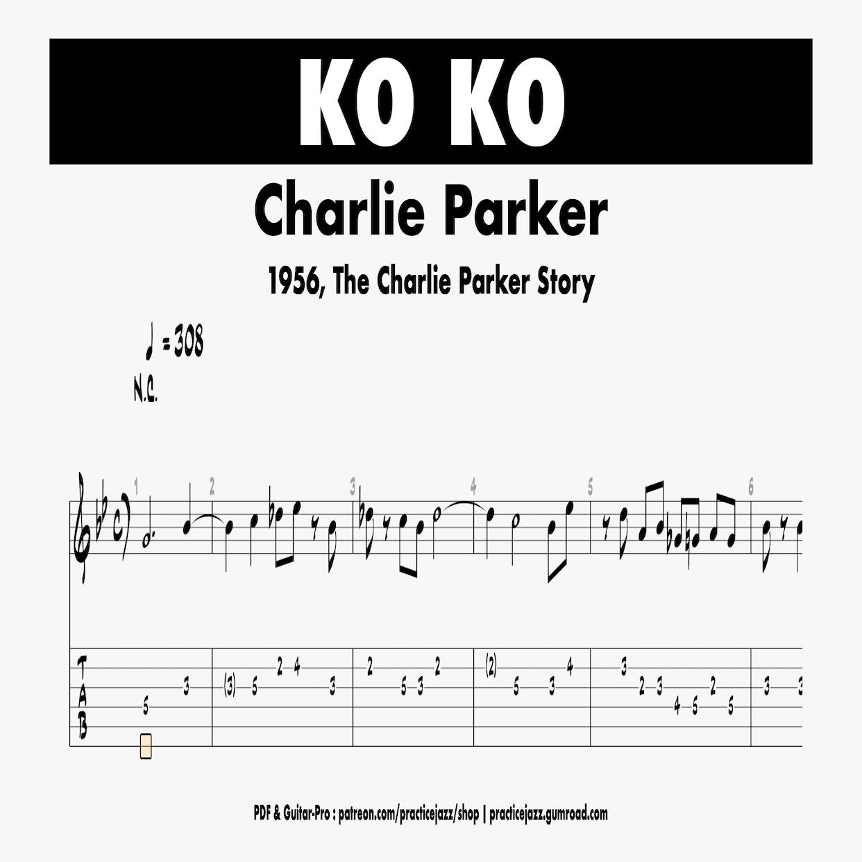 (Free Transcription) Ko Ko - Charlie Parker 1956, The Charlie Parker Story product image (1)