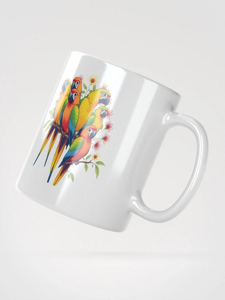 Tropical Bird Coffee Mug | Colorful Parrot Paradise White Glossy Mug product image (2)