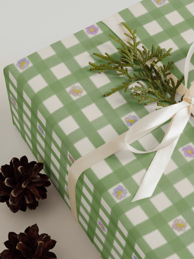 Gingham Blossoms Wrapping Paper Set of 3 Sheets product image (6)