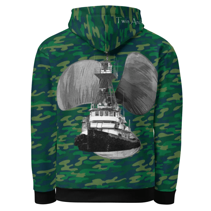 Teal Camouflage Three blade prop Tug CE Hoodie product image (1)