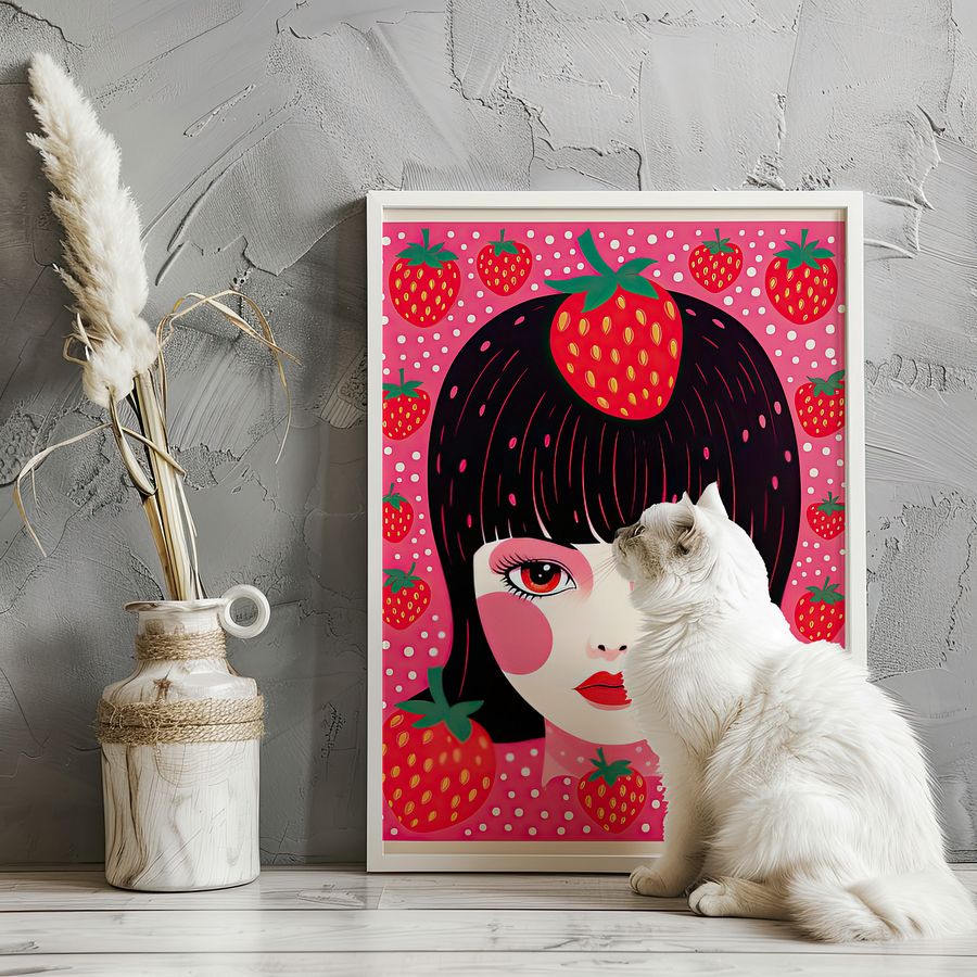 Yayoi Kusama Strawberry Girl Maximalist Art Print product image (23)