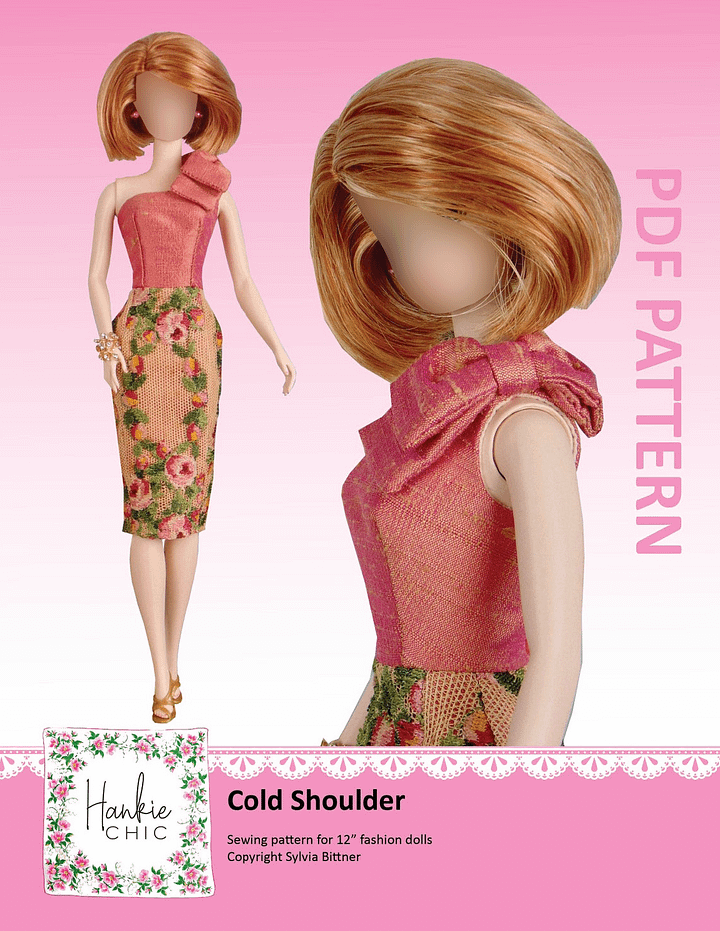 Cold Shoulder sewing pattern for 12" fashion dolls product image (1)