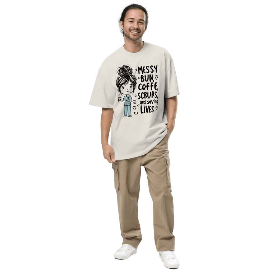 Messy Bun Coffee Scrubs Faded Tee product image (18)