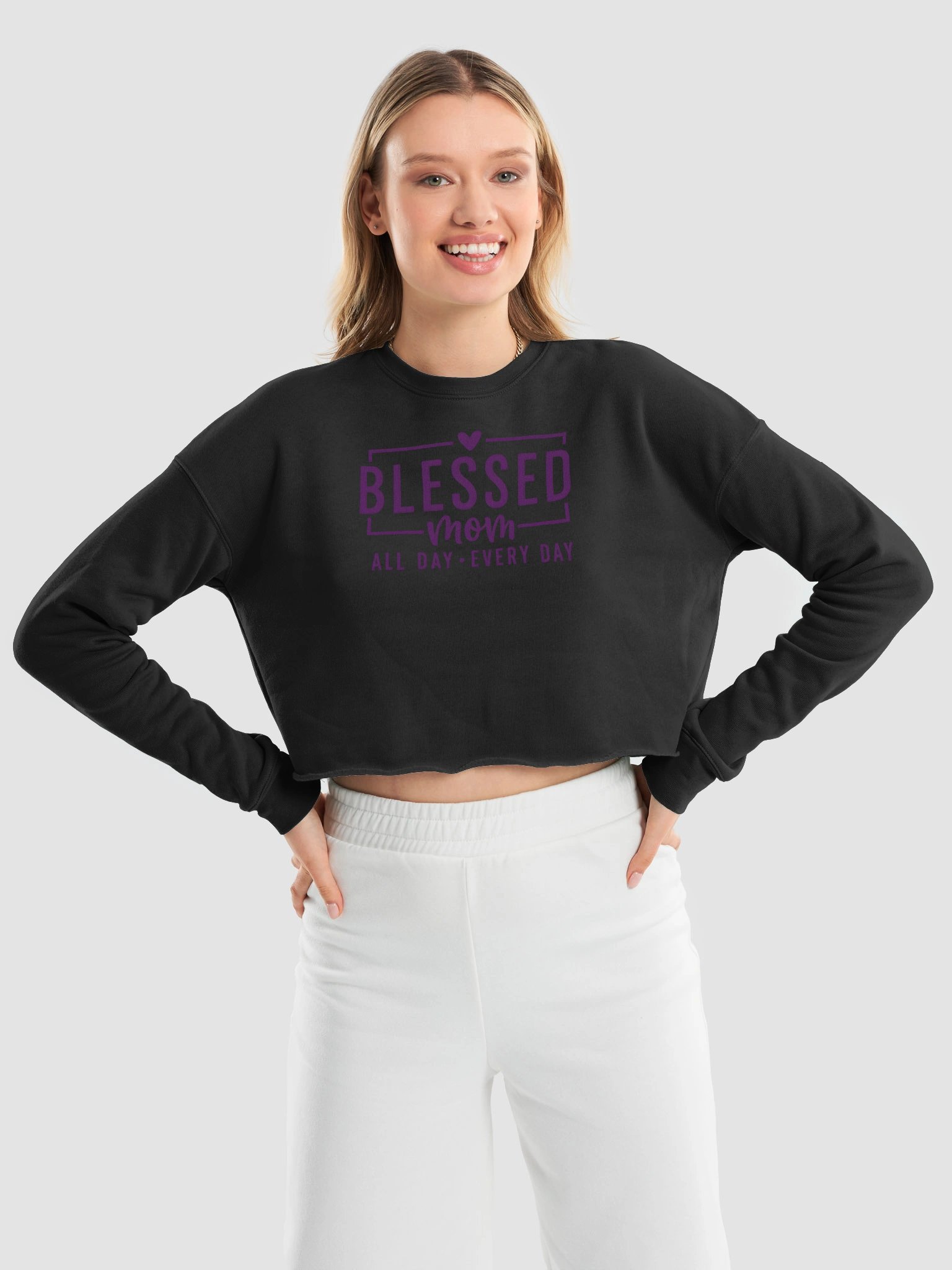 Blessed Mom Crop Top | Modern Heart Script Design for Stylish Moms product image (9)