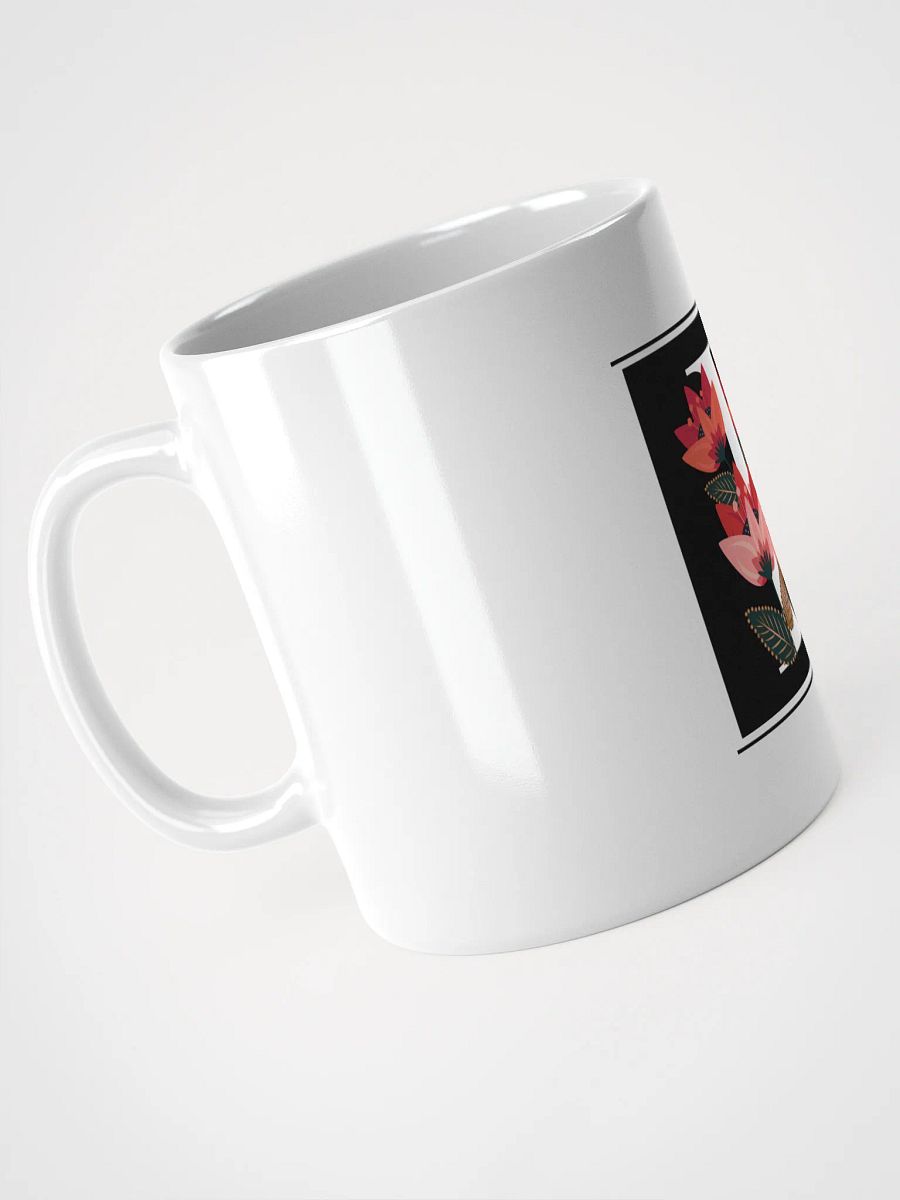 Elegant Floral Letter F White Glossy Mug product image (8)