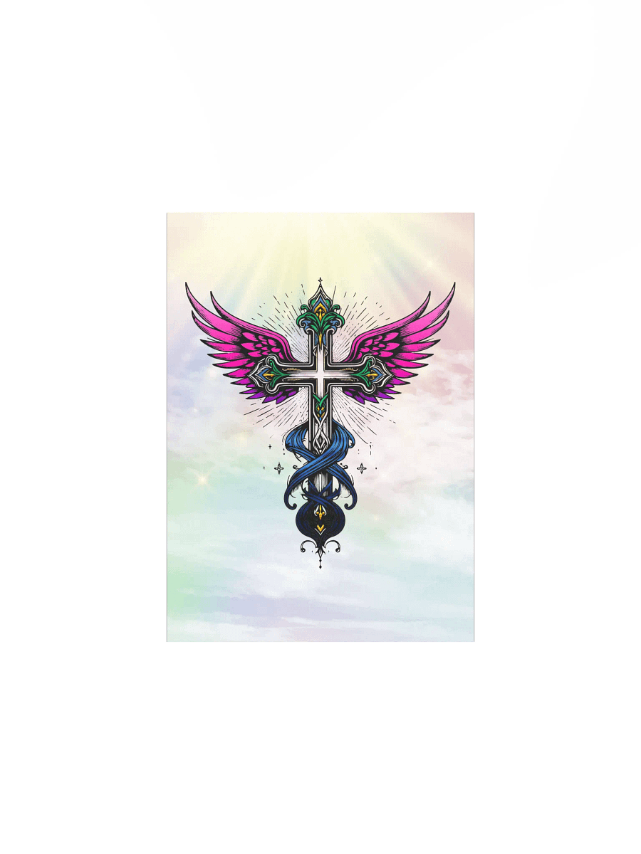 Bathe Your Space in Faith and Color! - "Rainbow Cross" Art Poster product image (3)