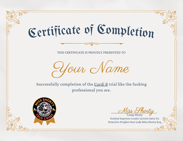 Certificate of Completion - Cardi B Trial product image (1)