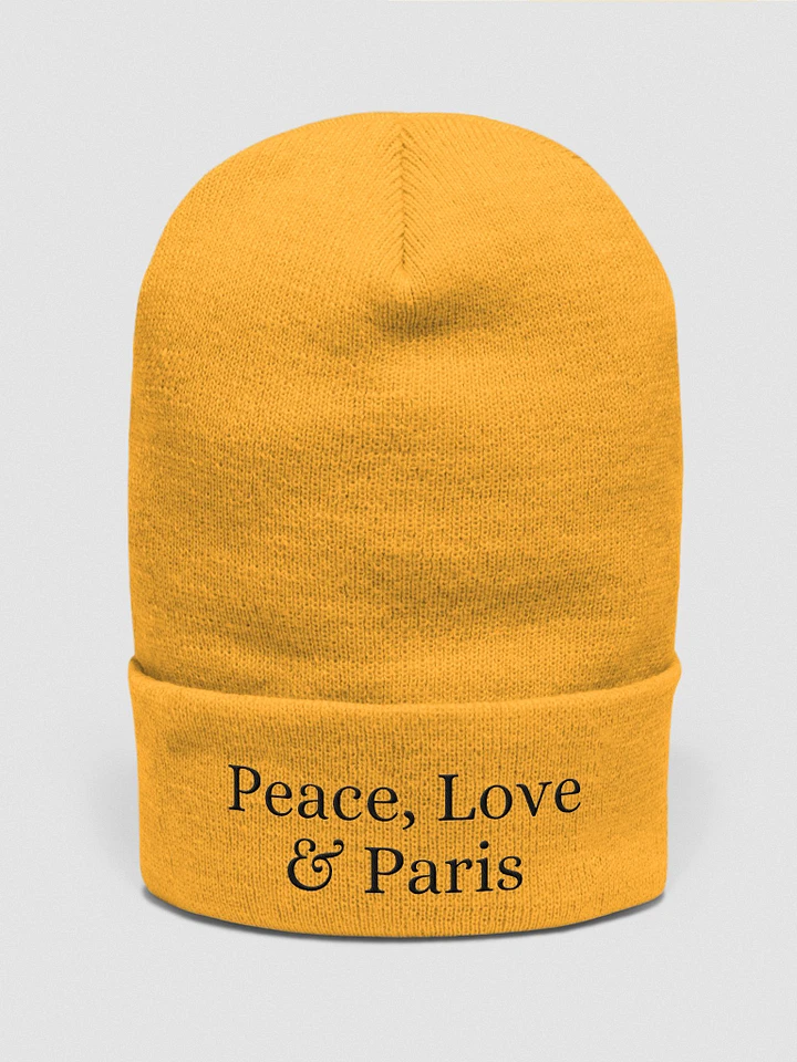 Peace, Love & Paris Cozy Comfort Beanie - Black Embroidery product image (2)