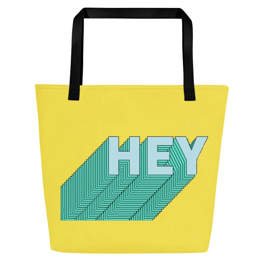 Hey Yellow Tote Bag with Black Straps product image (1)