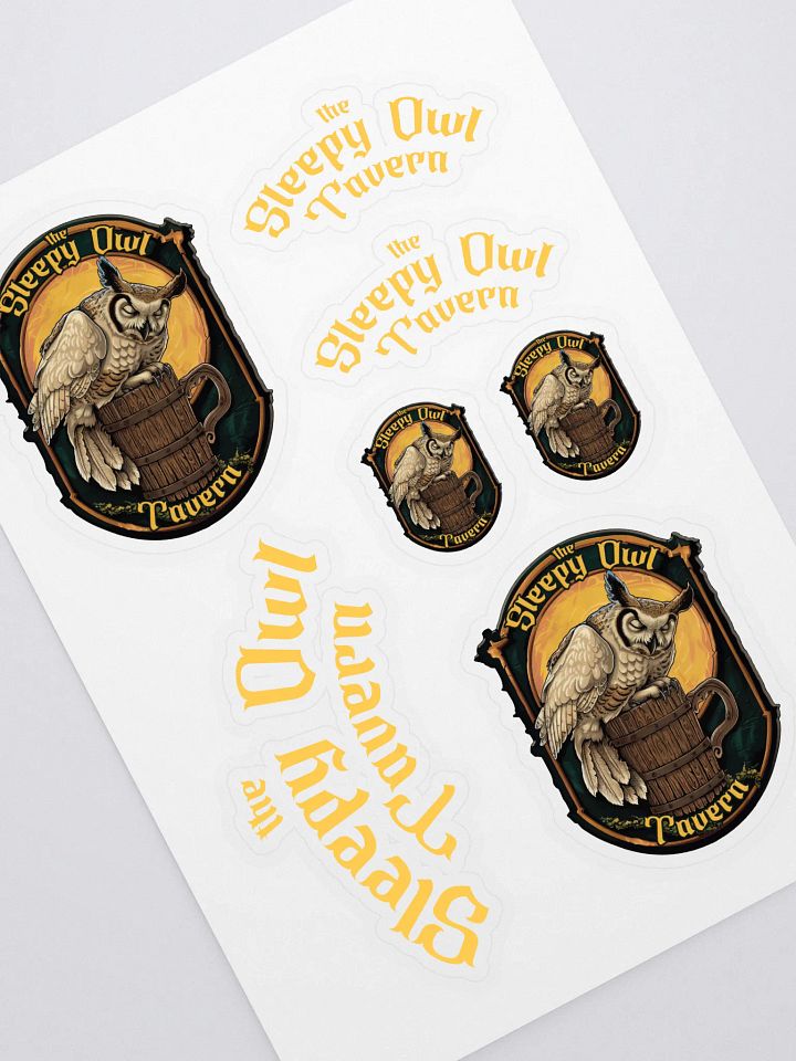 Sleepy Owl Tavern Kiss Cut Sticker Sheet product image (1)