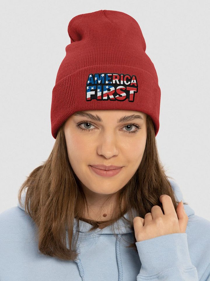 Cuffed Beanie: America First product image (2)