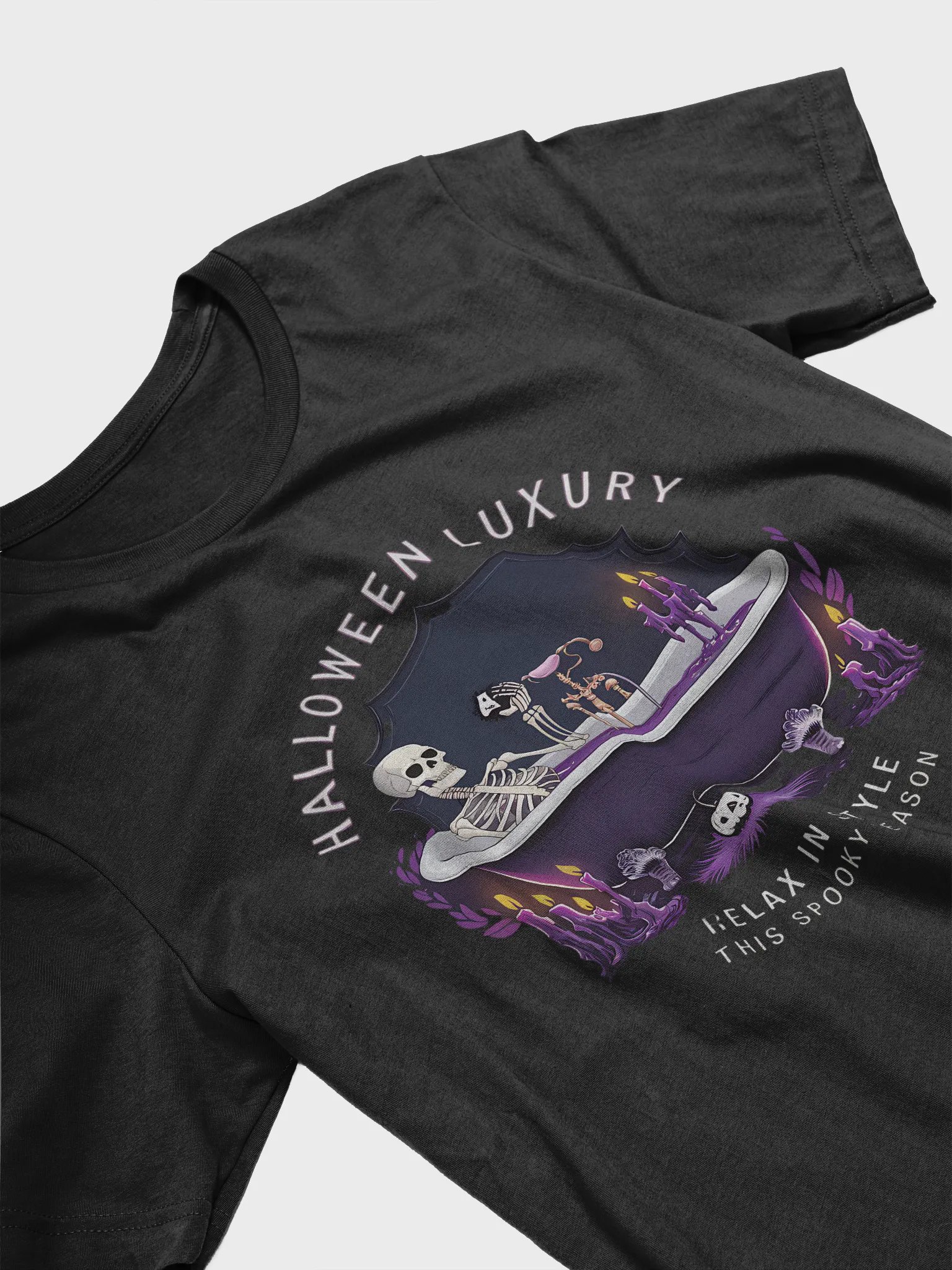 Halloween Luxury Skeleton in a Tub Unisex T-Shirt product image (3)