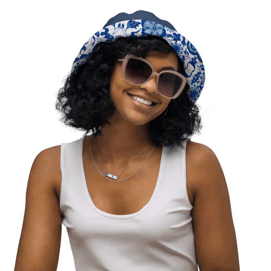 Blue Floral Chinoiserie Reversible Bucket Hat product image (3)