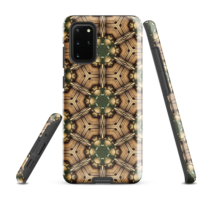 Tough Phone Case for Samsung® - Green and Brown Abstract Logs Hex Geometric Pattern product image (2)