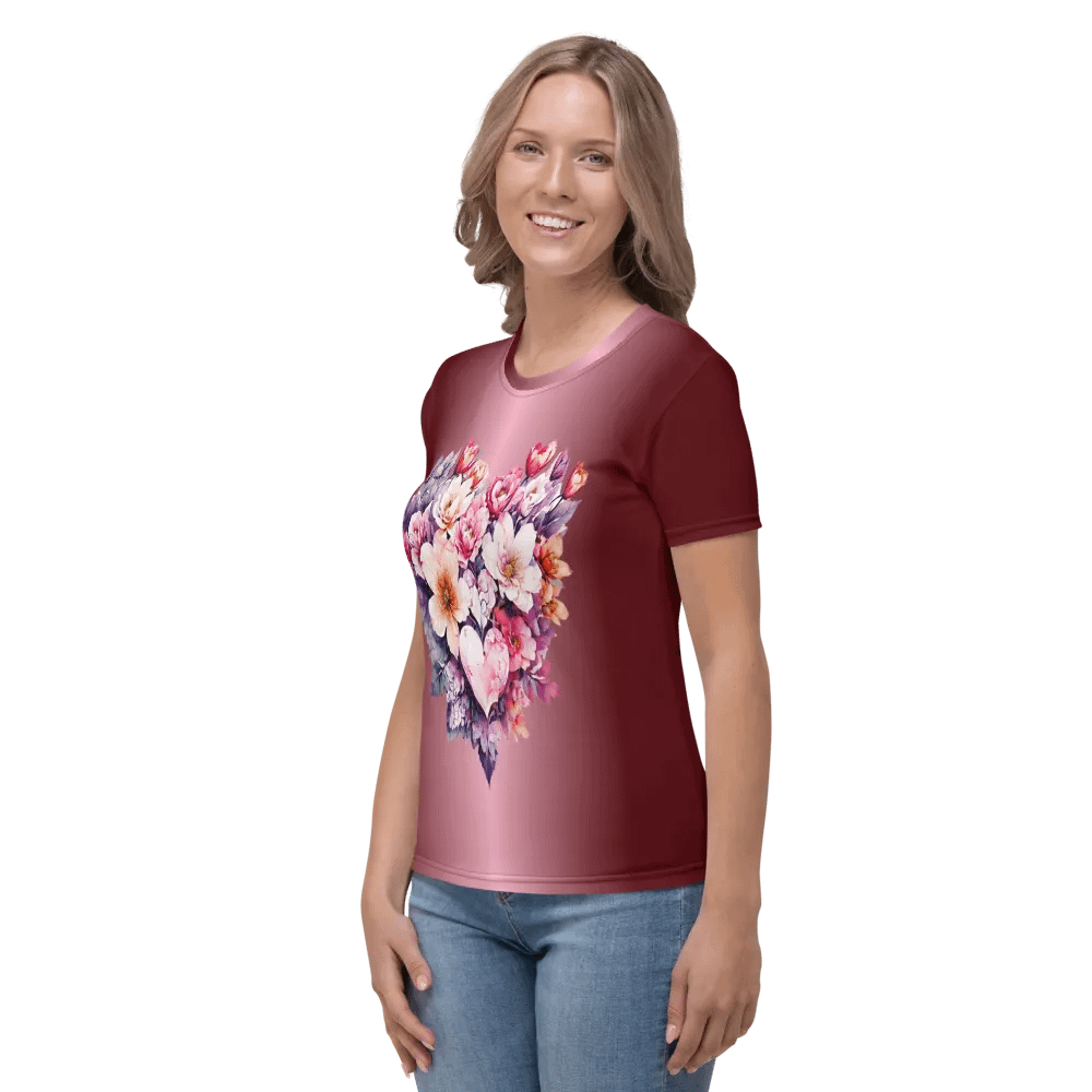 Floral Heart All Over Print T-shirt product image (4)