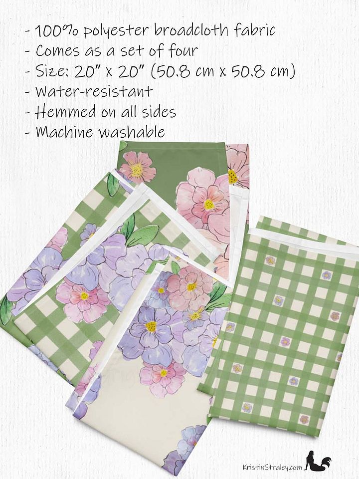 Gingham Blossoms Cloth Napkins Set of 4 product image (2)