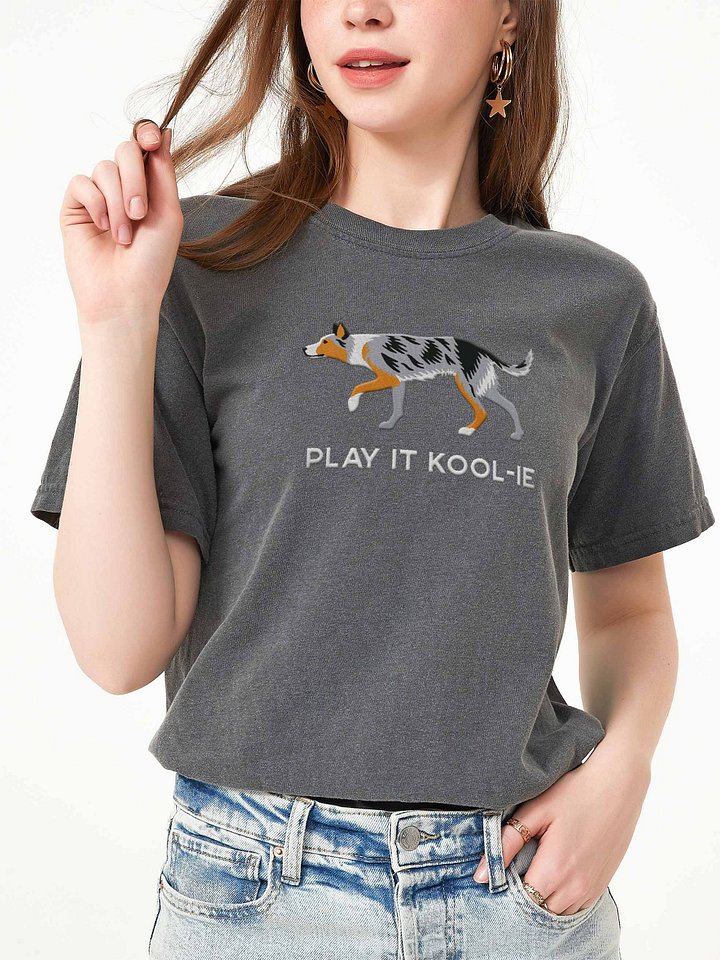 Play It Kool-ie T-Shirt(Embroidered) of an Australian Koolie(Blue Merle Tricolor) product image (2)