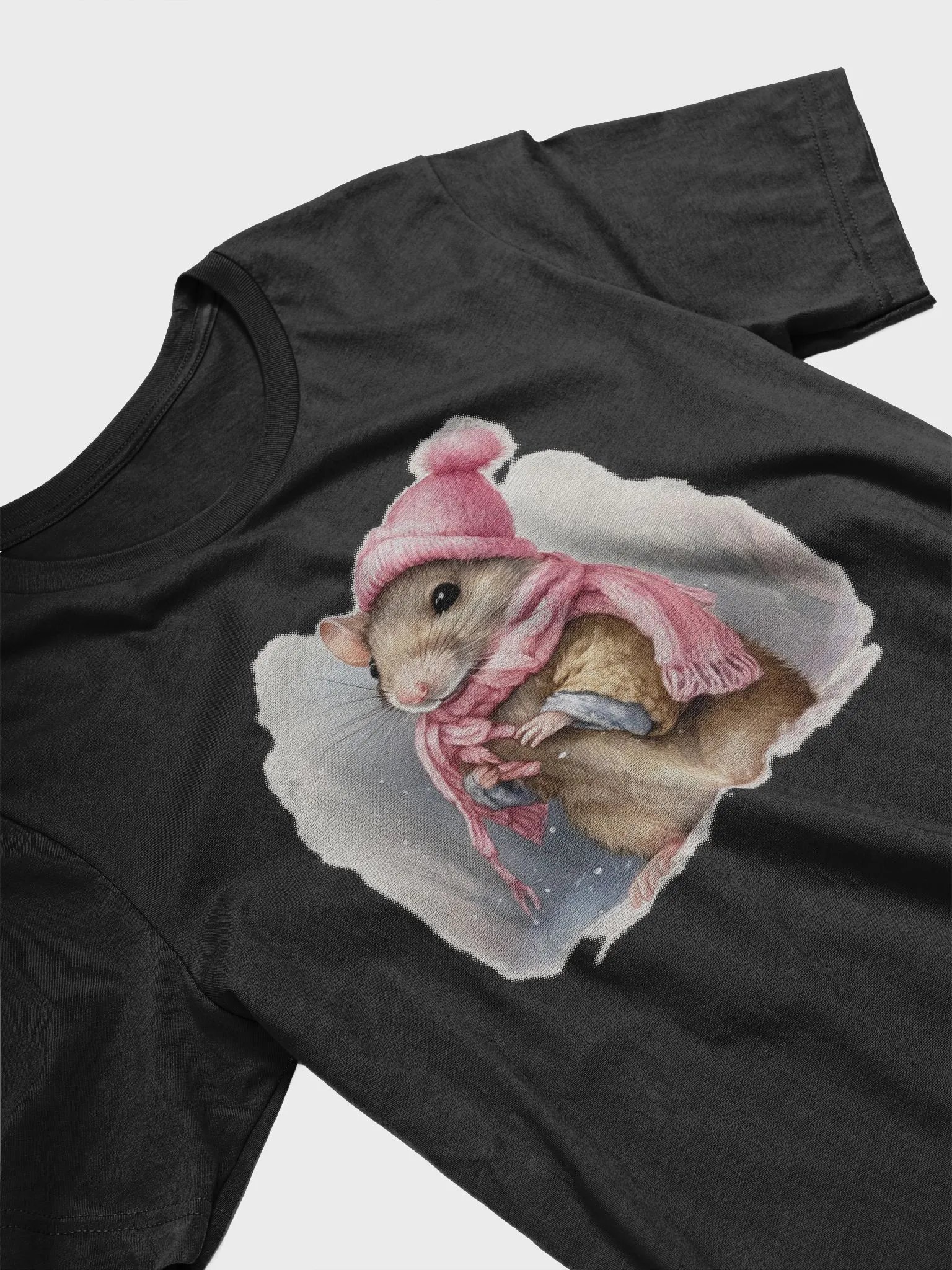 Adorable cute Mouse wearing a pink hat and scarf Supersoft T-Shirt product image (3)