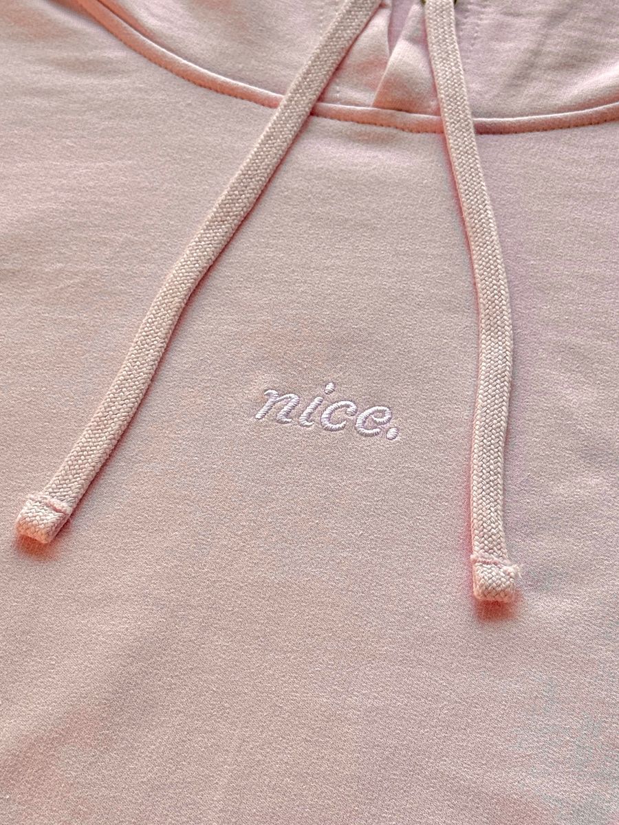 Nice. Embroidered Hoodie (Pink/White) product image (2)