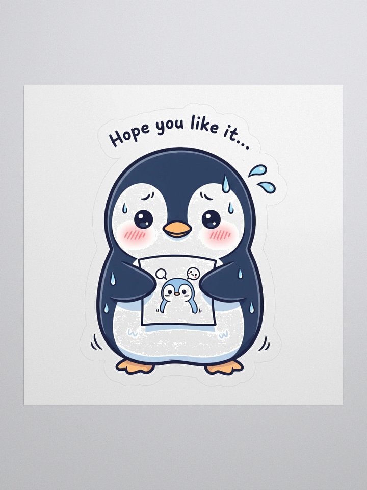 Nervous Penguin Presenting Art Kiss Cut Sticker product image (1)