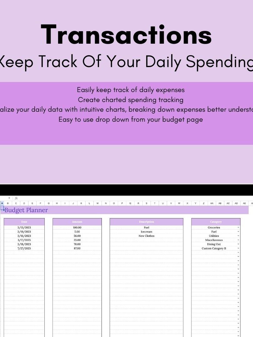 Easy Purple Budget Planner for Google Sheet Monthly Budget Spreadsheet Personal Finance Tracker Money Management Spreadsheet product image (8)
