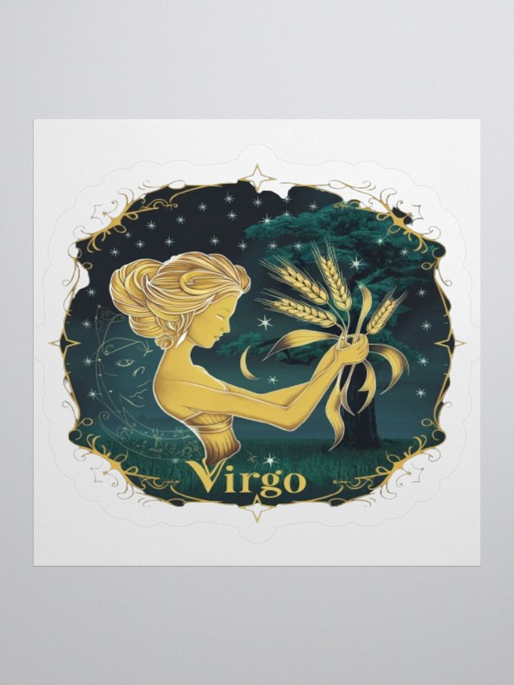 Virgo Zodiac Sticker - Maiden with Wheat & Floral - Durable Vinyl product image (1)
