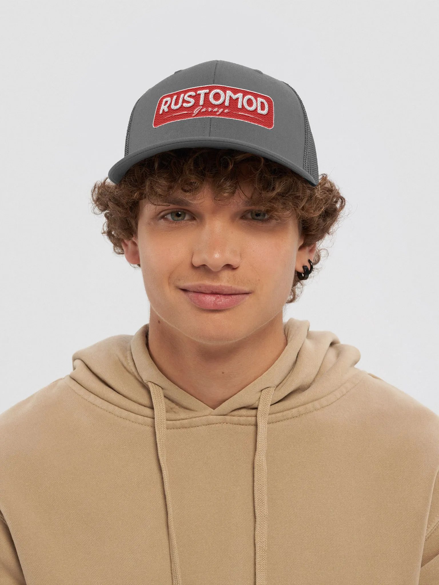 Rustomod Garage Trucker Hat Red Logo product image (6)