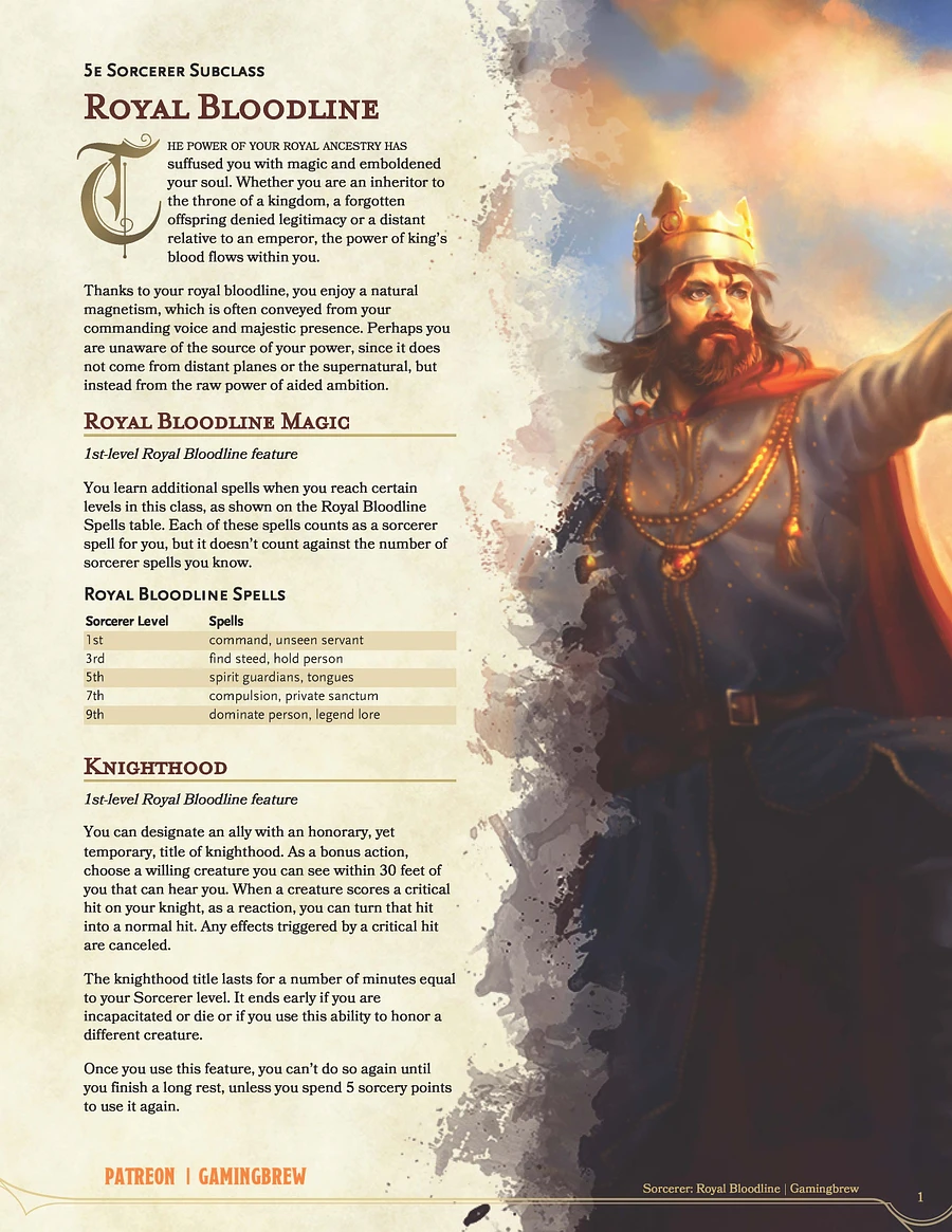 Royal Bloodline | 5E Sorcerer Subclass product image (2)