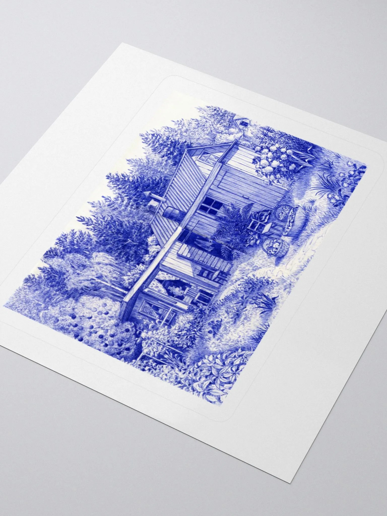 Cottage cabin illustration sticker product image (1)
