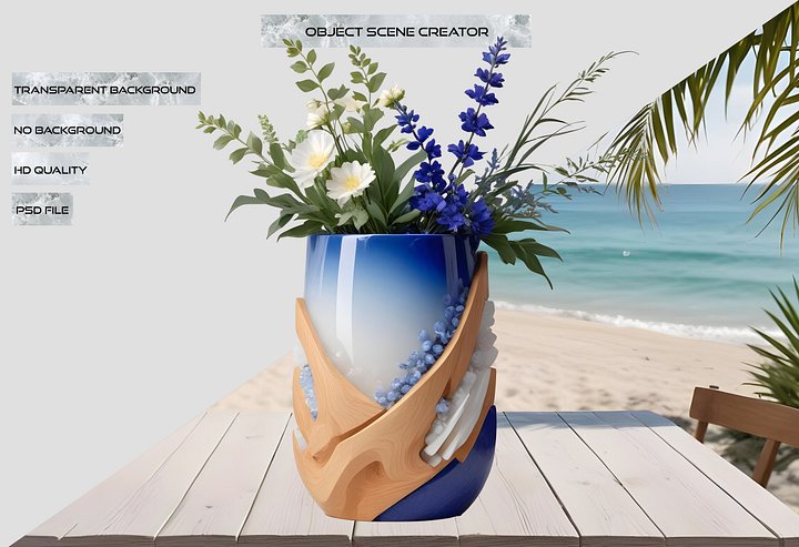 Ocean's Grace – Vase scene creator spa png product image (2)