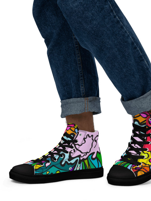 Fluidity in Color Men's High Top Canvas Shoes - Wave at Sunset product image (19)