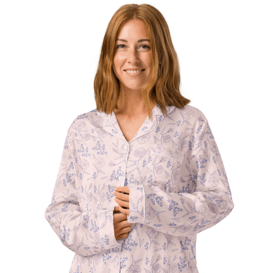 Elegant Floral Silk Long Sleeve Pajama Top product image (3)