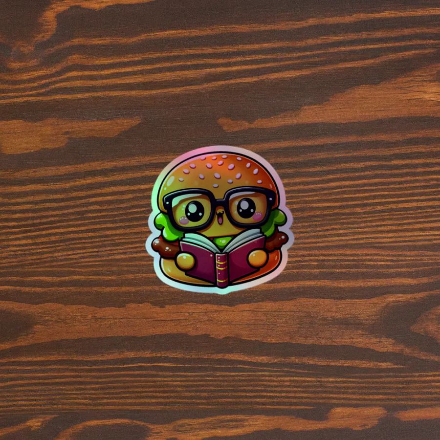 Whimsical Burger Reading Book Holographic Sticker Sheet product image (5)