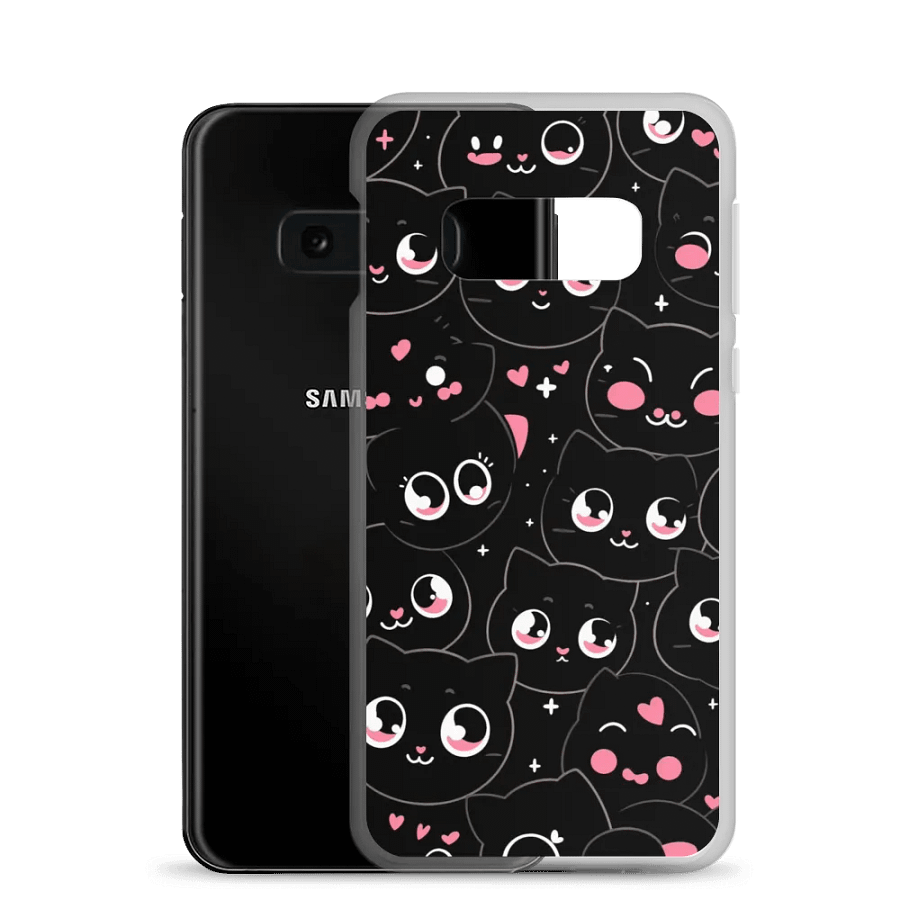 Whimsical Black Cat Faces Samsung® Case product image (21)