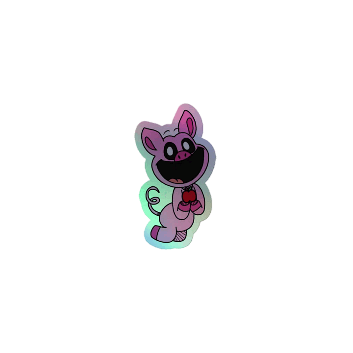 Smilling Critters Whimsical Piggy Holographic Sticker Sheet product image (1)