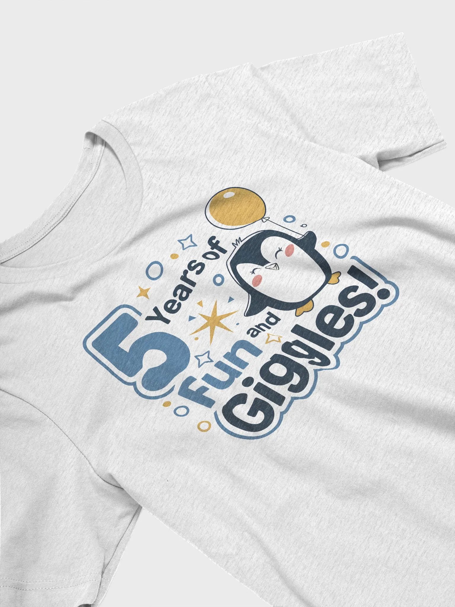 “5 Years of Fun and Giggles!” t-shirt, Celebrate five years, Exclusive t-shirt, Adorable penguin, Children's joyful attire, Milestone celebration gift idea, unique birthday gift product image (3)
