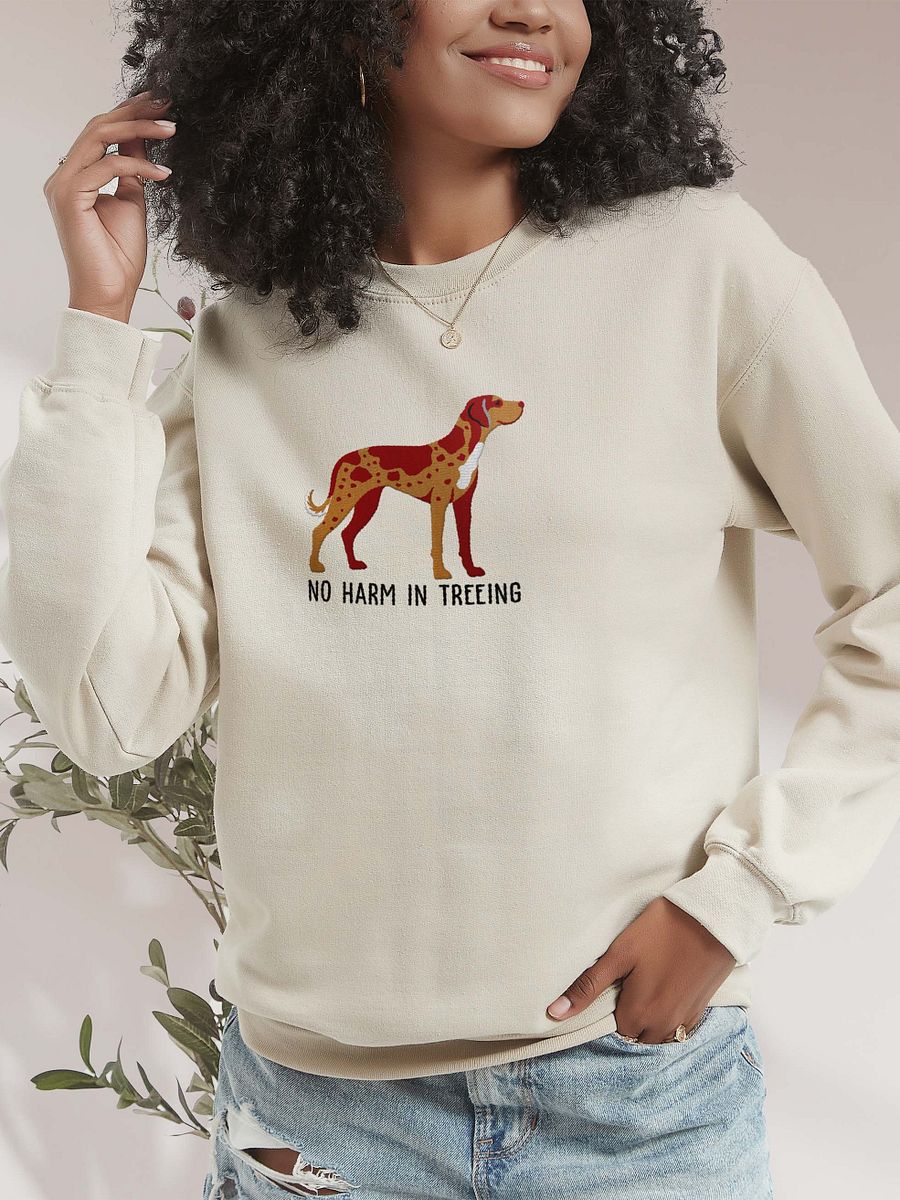 No Harm in Treeing Sweatshirt (Embroidered) of a Catahoula Leopard Dog(Red Leopard) product image (2)
