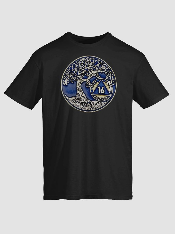 Twisted Tree of Life 16th Year Sobriety Blue Medallion T-Shirt product image (1)