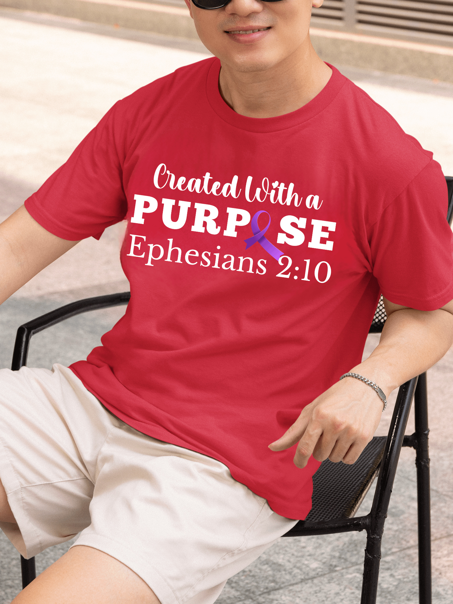 Created With A Purpose : Gildan Heavy T-shirt | Christian Faith | Alzheimer and Brain Disorder Awareness | Gift To Mom, Dad, Child With Brain Disease product image (1)