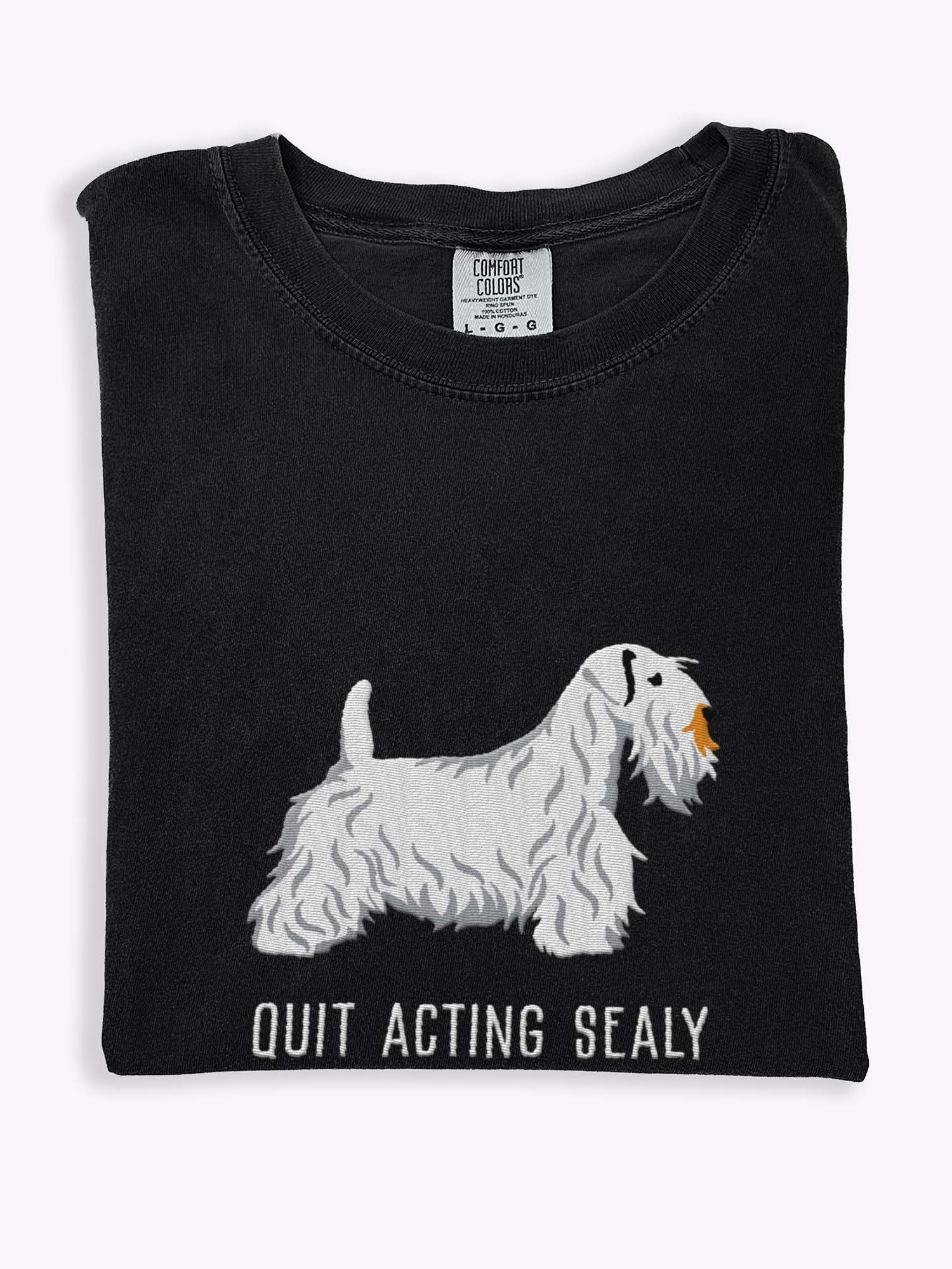 Quit Acting Sealy T-Shirt(Embroidered) of a Sealyham Terrier(White) product image (1)