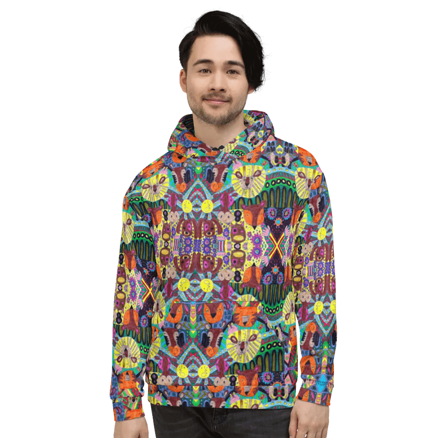 Abstract Doodle Animals Unisex Pull Over Hoodie product image (1)