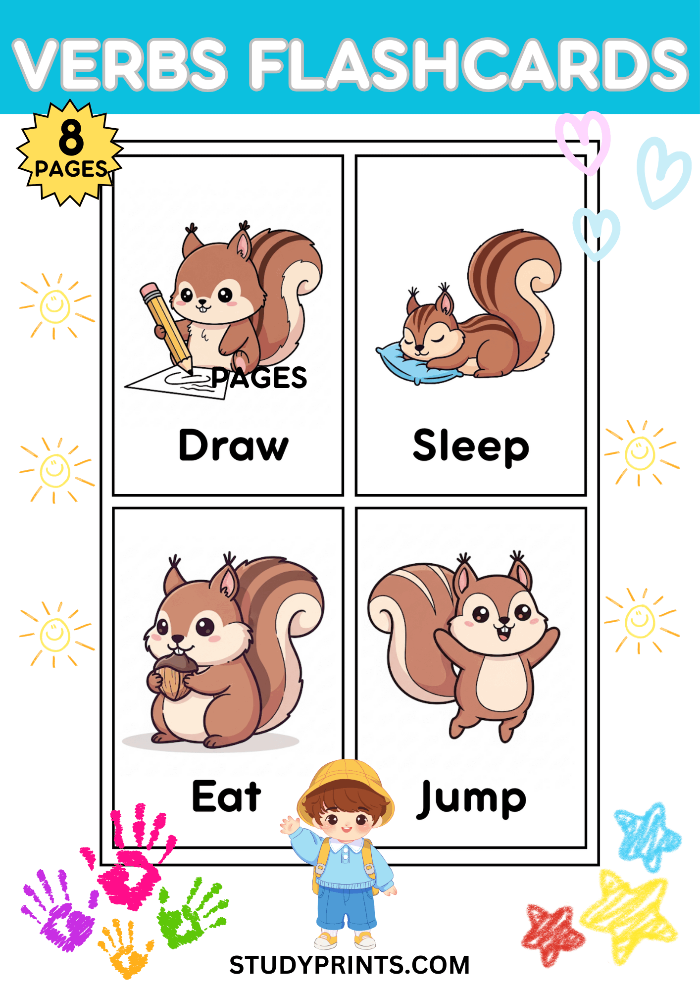 30 Lively Squirrel Verb Flashcards for Preschool & Kindergarten product image (1)